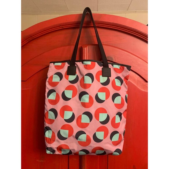 Fossil Lakewood Fuchsia Oversized Shoulder or Tote Bag Pink Green Reversible EUC - Picture 1 of 5